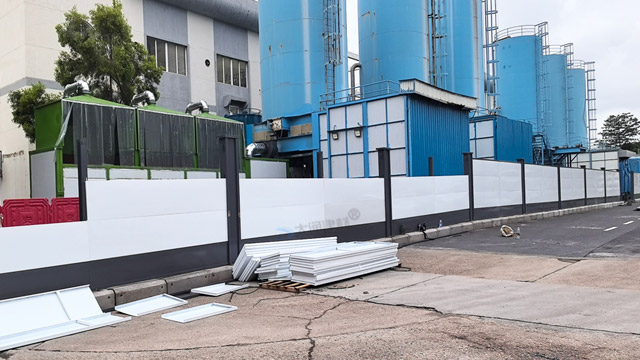 2.5米高裝配式烤漆鋼圍擋A款-施工用圍擋+圍擋基礎塊安裝施工-A/B/C類圍擋-深圳市大通建材有限公司鋼圍擋生產定制廠家